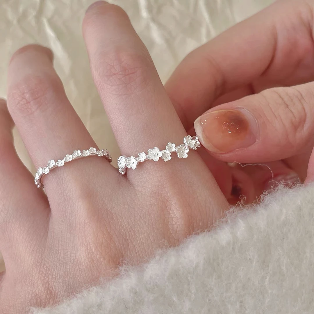 925银戒指 立体花朵925纯银戒指女轻奢高级食指戒指环送闺蜜礼物