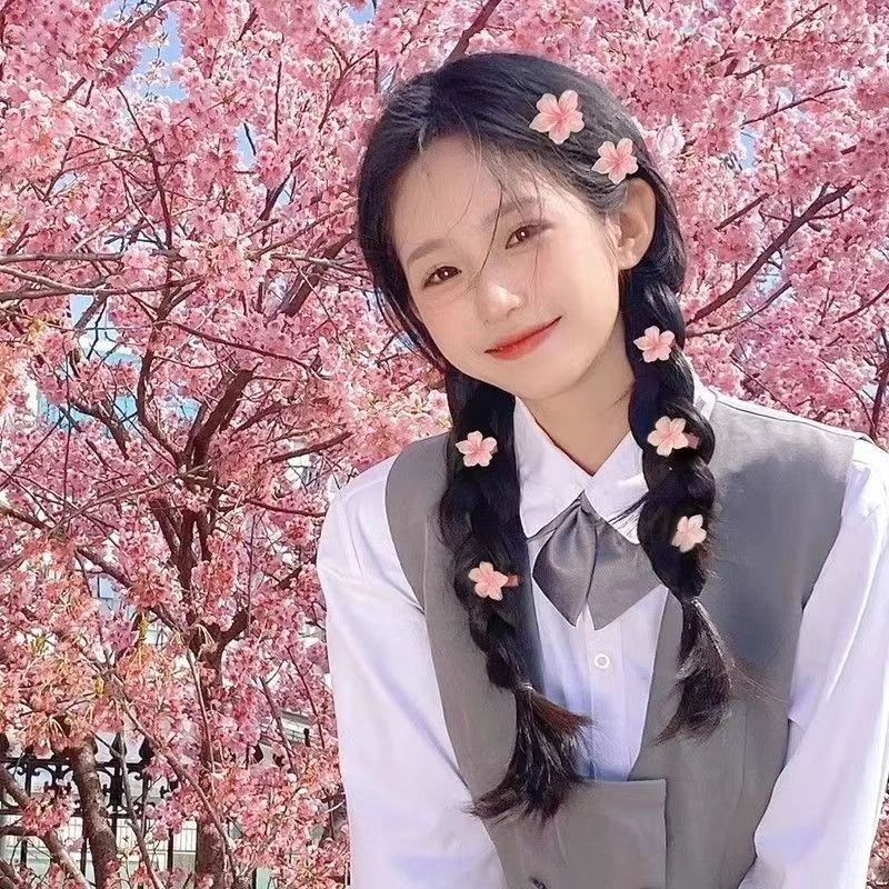 甜美粉色樱花发夹刘海夹少女发卡小夹子bb夹可爱鸡蛋花儿童头饰发