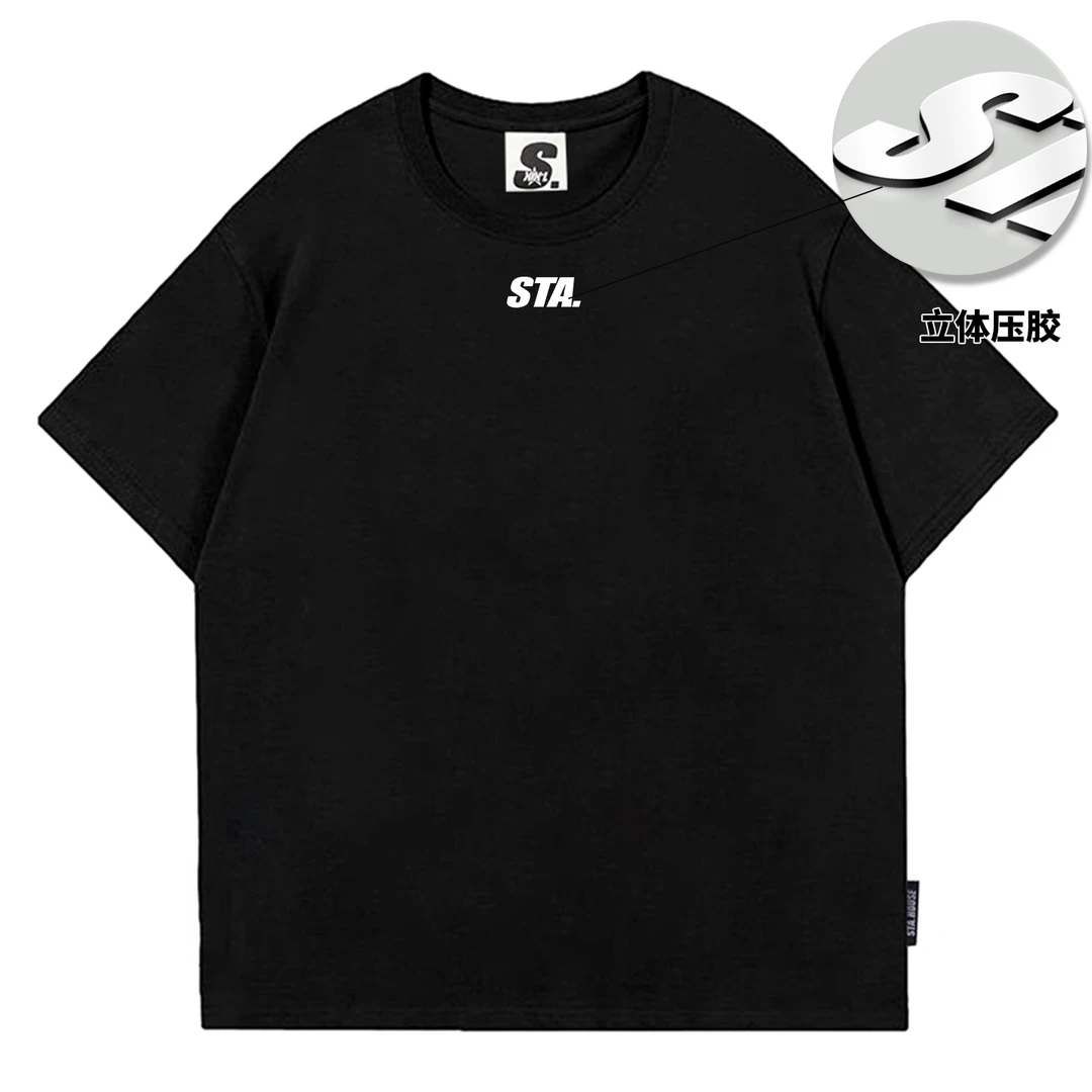 STA夏季美式情侣潮牌立体纯棉基础logo短袖T恤男半袖宽松百搭休闲