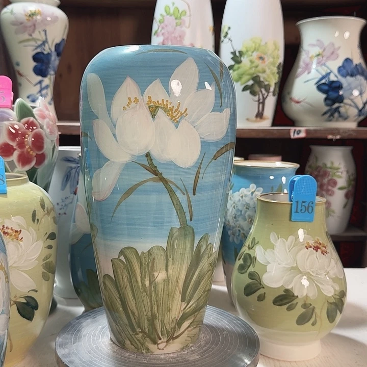 大萝卜油画白荷花新款陶瓷陶瓷陶瓷