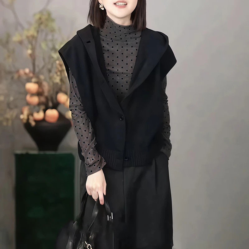 新款秋冬时尚洋气百搭女装套装复古波点长袖打底衫休闲时尚两件套