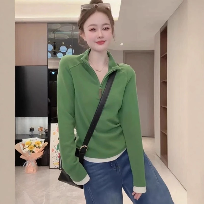 欧货高级感拉链连帽卫衣外套女秋冬时尚百搭正反两穿休闲短款上衣