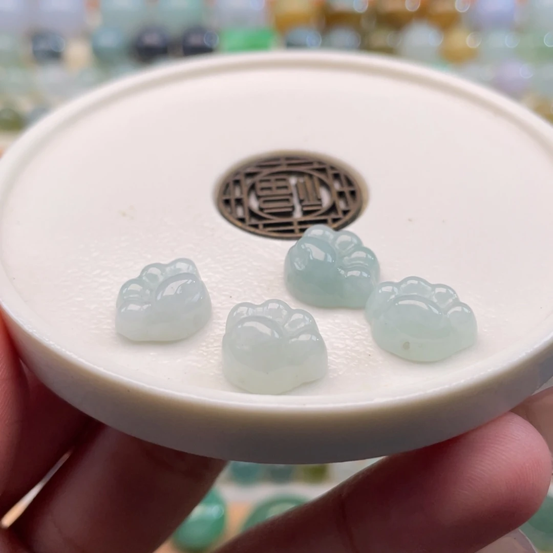 散珠翡翠天然缅甸翡翠a货4颗猫爪