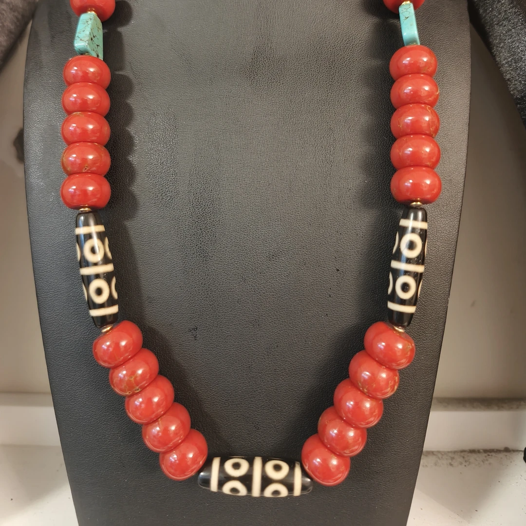 铜合金大理石项链 藏式民族风项链