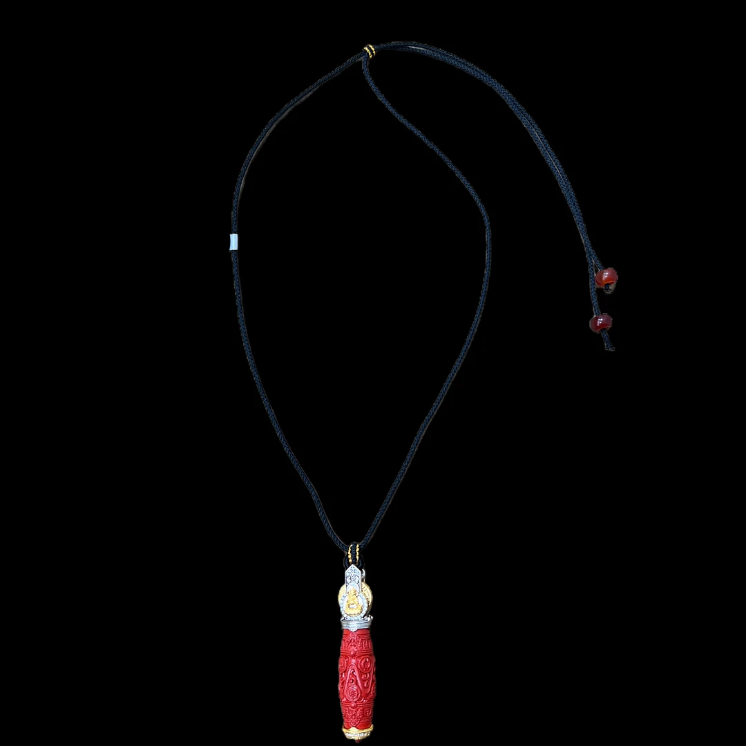 含辰砂工艺品V6948 朱砂项链(财神双尊）孤品