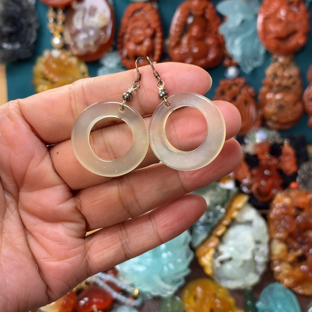 蛇纹石玉耳坠未镶嵌