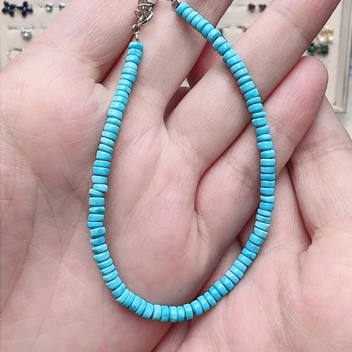 绿松石耳饰银S925镶嵌手链