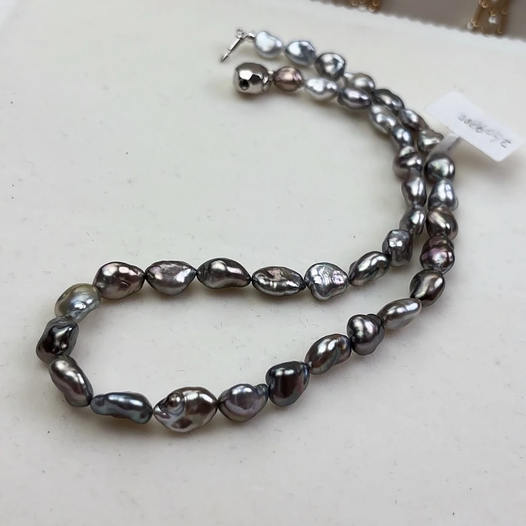 银S925镶嵌海水珍珠颈饰小*儿Keshi