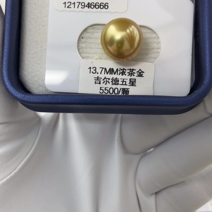 未镶嵌海水珍珠裸珠13.7mm浓茶金