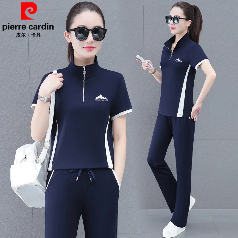 皮尔卡丹同色系套装女士显瘦洋气时尚休闲夏季宽松女装两件套薄款