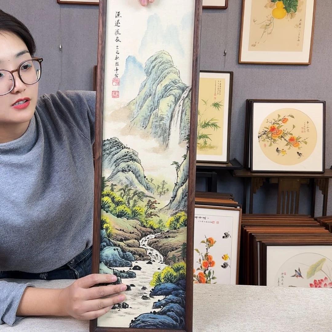 国画手绘带框尺寸：20*70