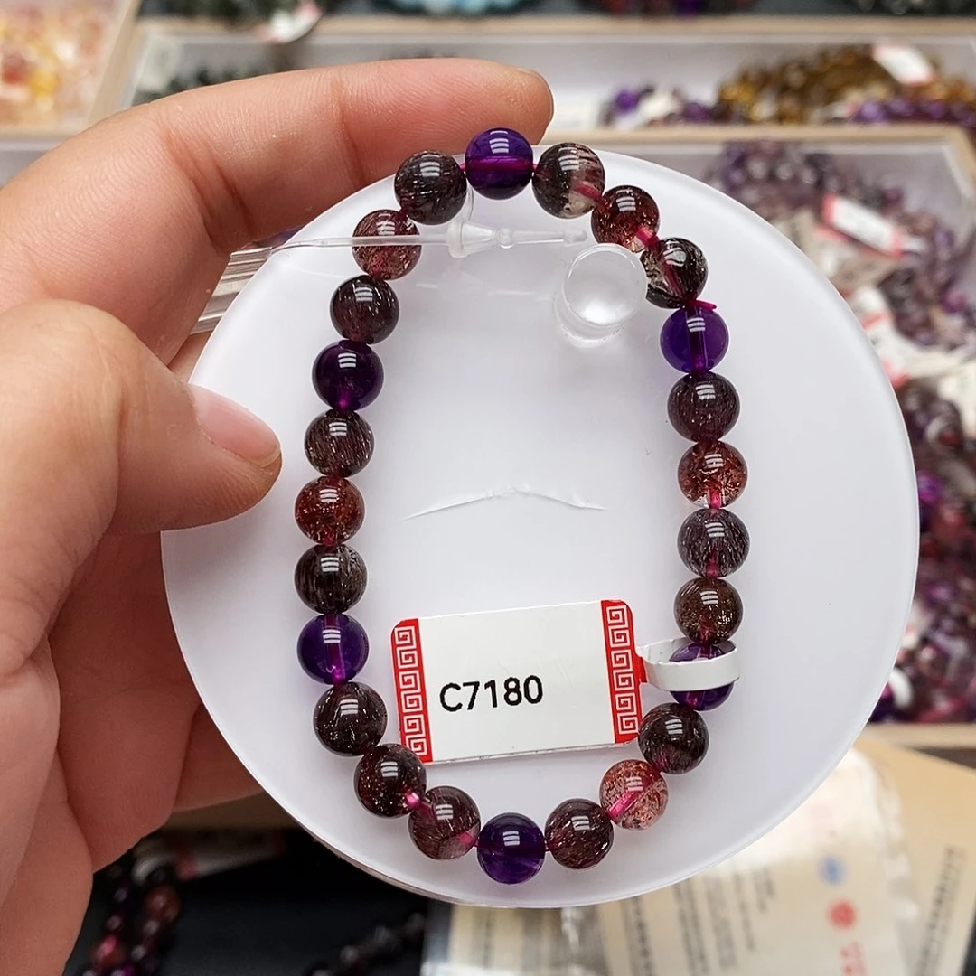 未镶嵌手链水晶C7180黑加仑超七7+