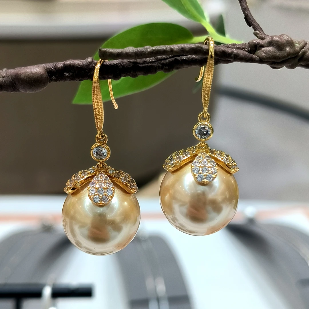 铜合金仿珍珠耳饰 【绣球】16mm设计师花朵耳钩优雅百搭耳环G1-037