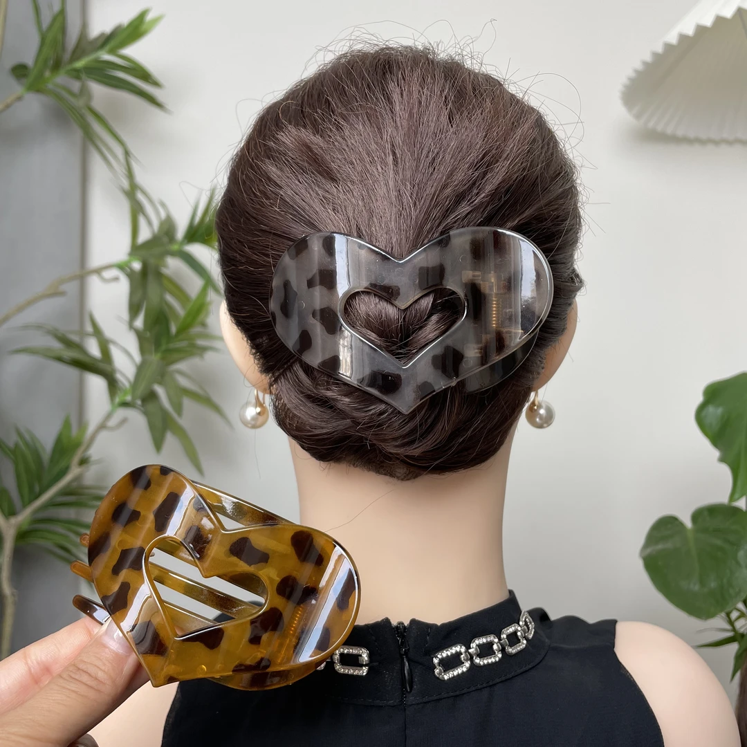 不硌头爱心发夹女高级感盘发鸭嘴夹网红一字抓夹大号发卡发饰