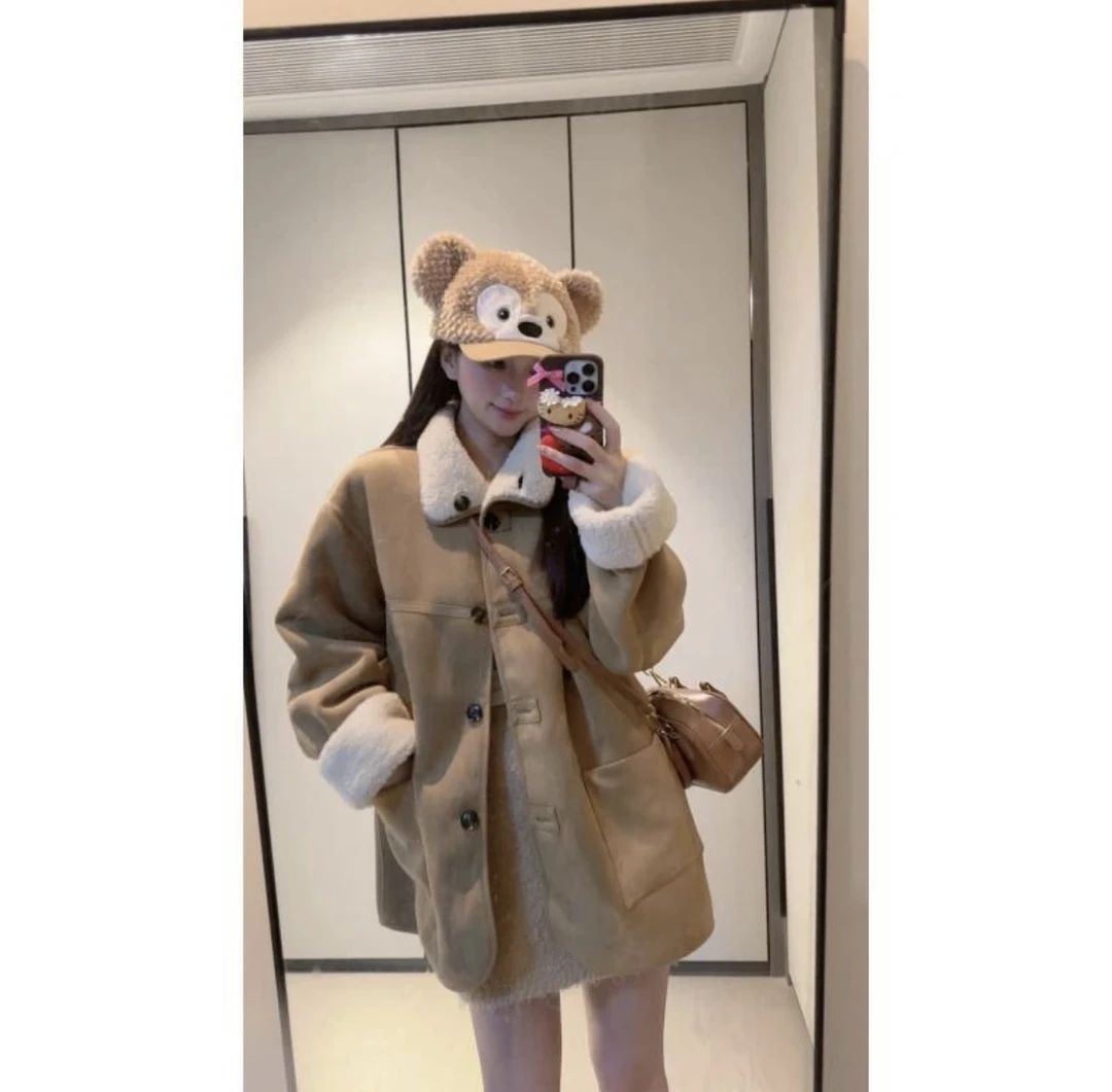 两面穿皮毛一体羊羔毛外套女秋冬别致慵懒加厚翻领羊羔绒保暖大衣