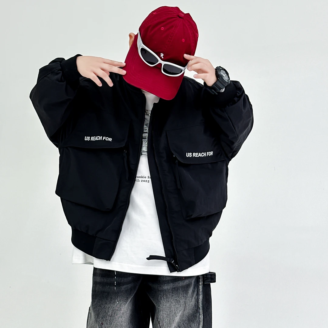 男童外套春秋宽松工装洋气2025中大童休闲韩版长袖儿童秋季上衣潮