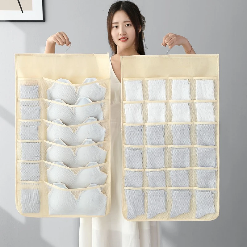 内衣收纳挂袋衣柜收纳神器双面收纳袋墙挂式内衣裤文胸袜子整理架