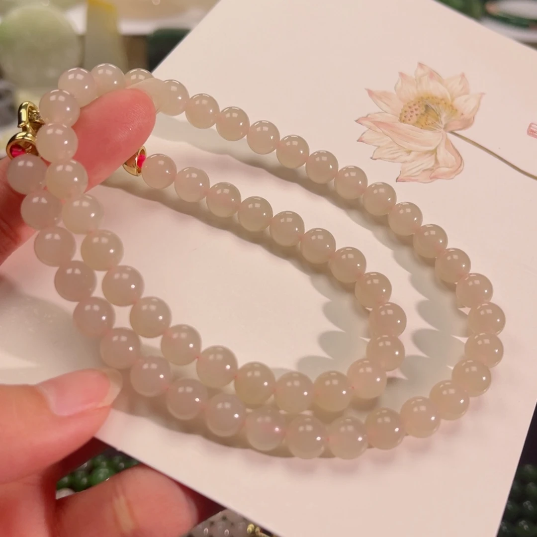 和田玉颈饰未镶嵌藕粉色卡8