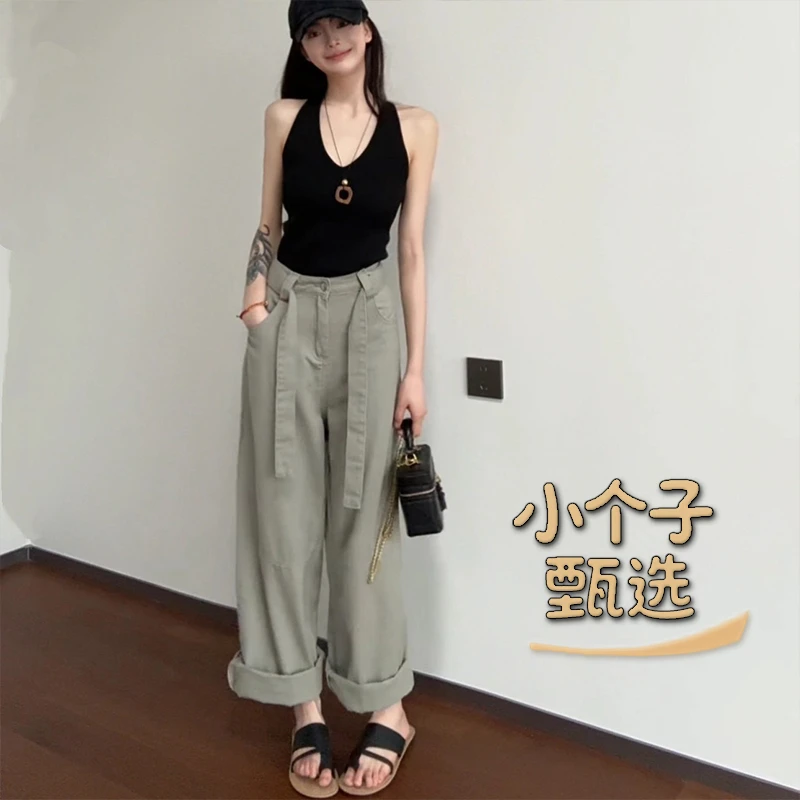 小个子甄选宽松显瘦阔腿牛仔裤新款清冷系禅意衣服纯欲慵懒风女装