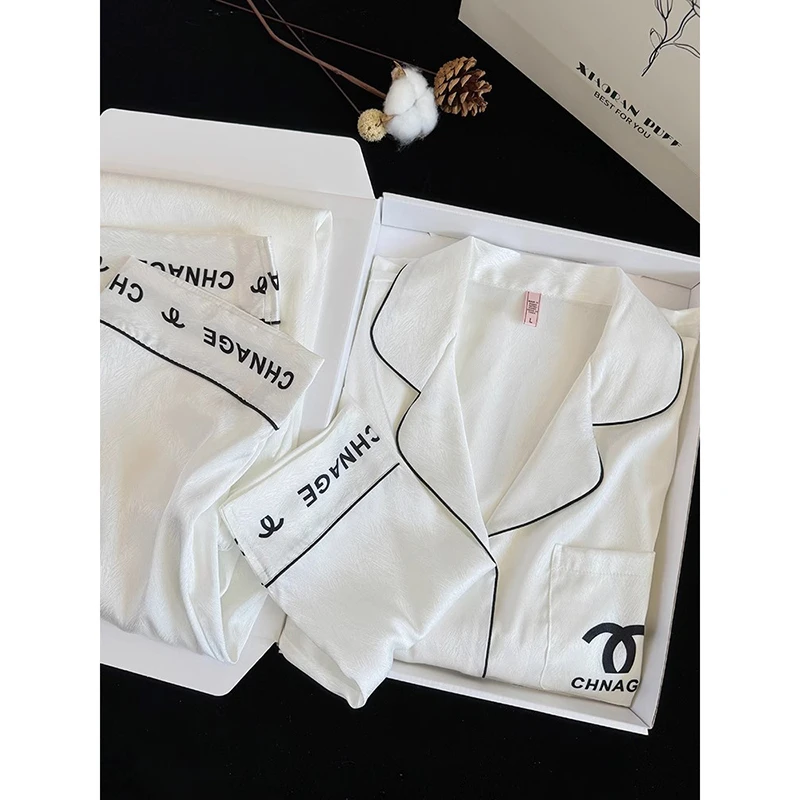 冰丝睡衣女春秋季2025年网红长袖长裤小香风高级感轻奢家居服套装