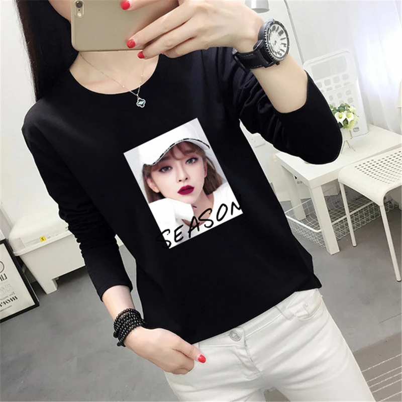 学生女装女打底衫韩版上衣现货圆领女装T恤休闲女式】长袖【体恤