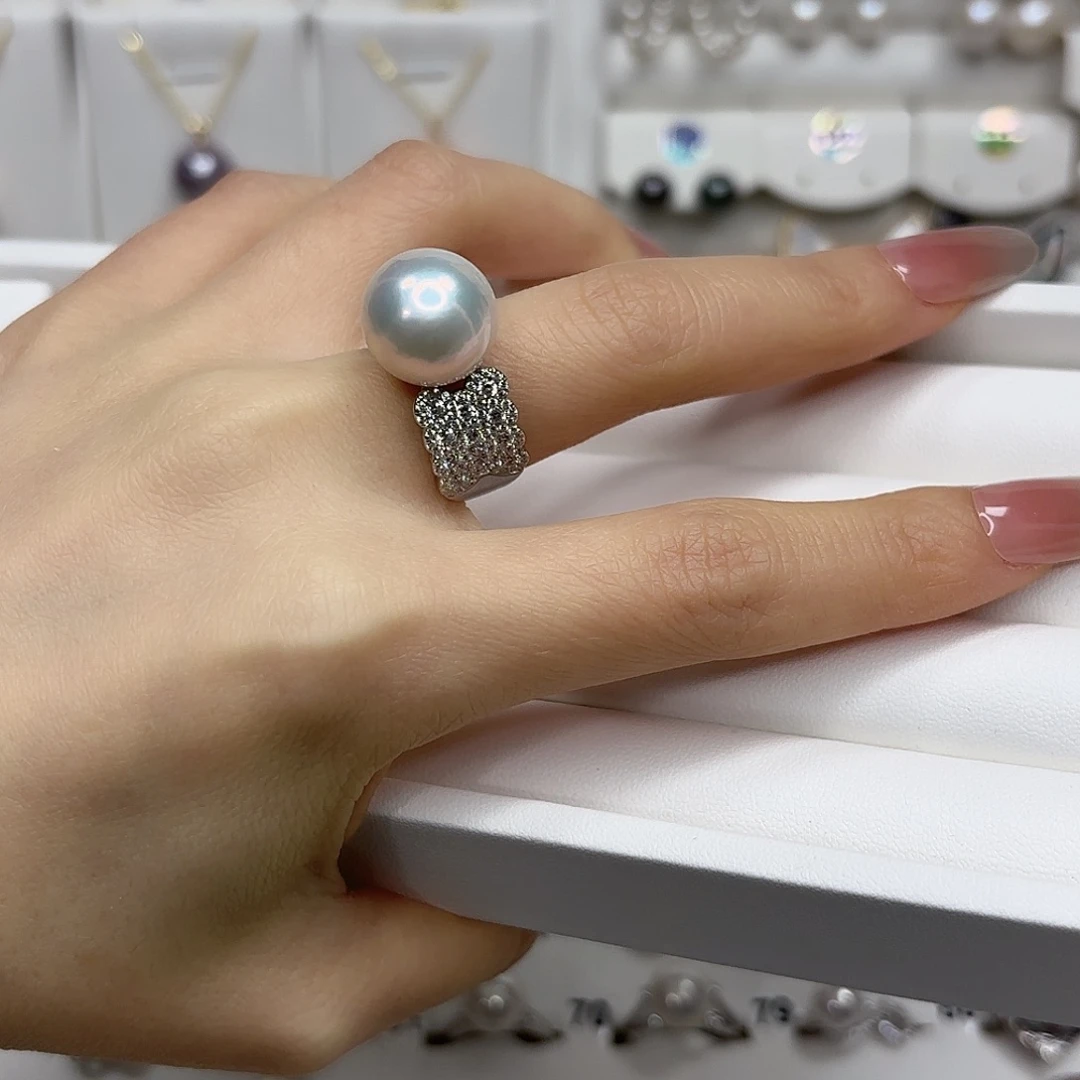 伊***་淡水珍珠戒指银S925镶嵌