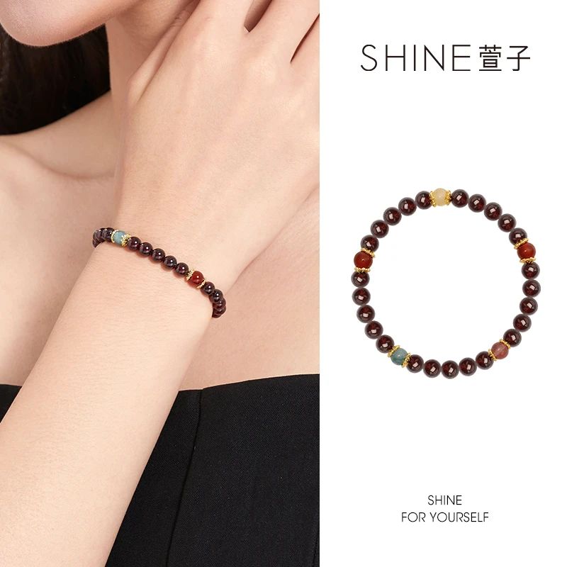 XZ/萱子饰品SHINE时尚石榴石串珠高亮圆润浪漫吸睛温柔百搭