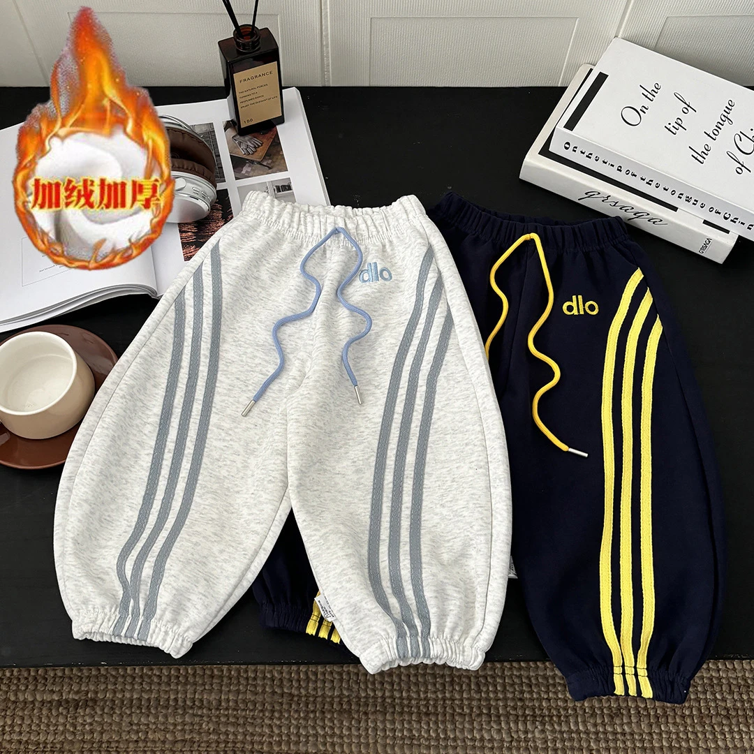 儿童加绒裤2025冬季新款男女童韩版洋气休闲长裤保暖舒适加厚卫裤