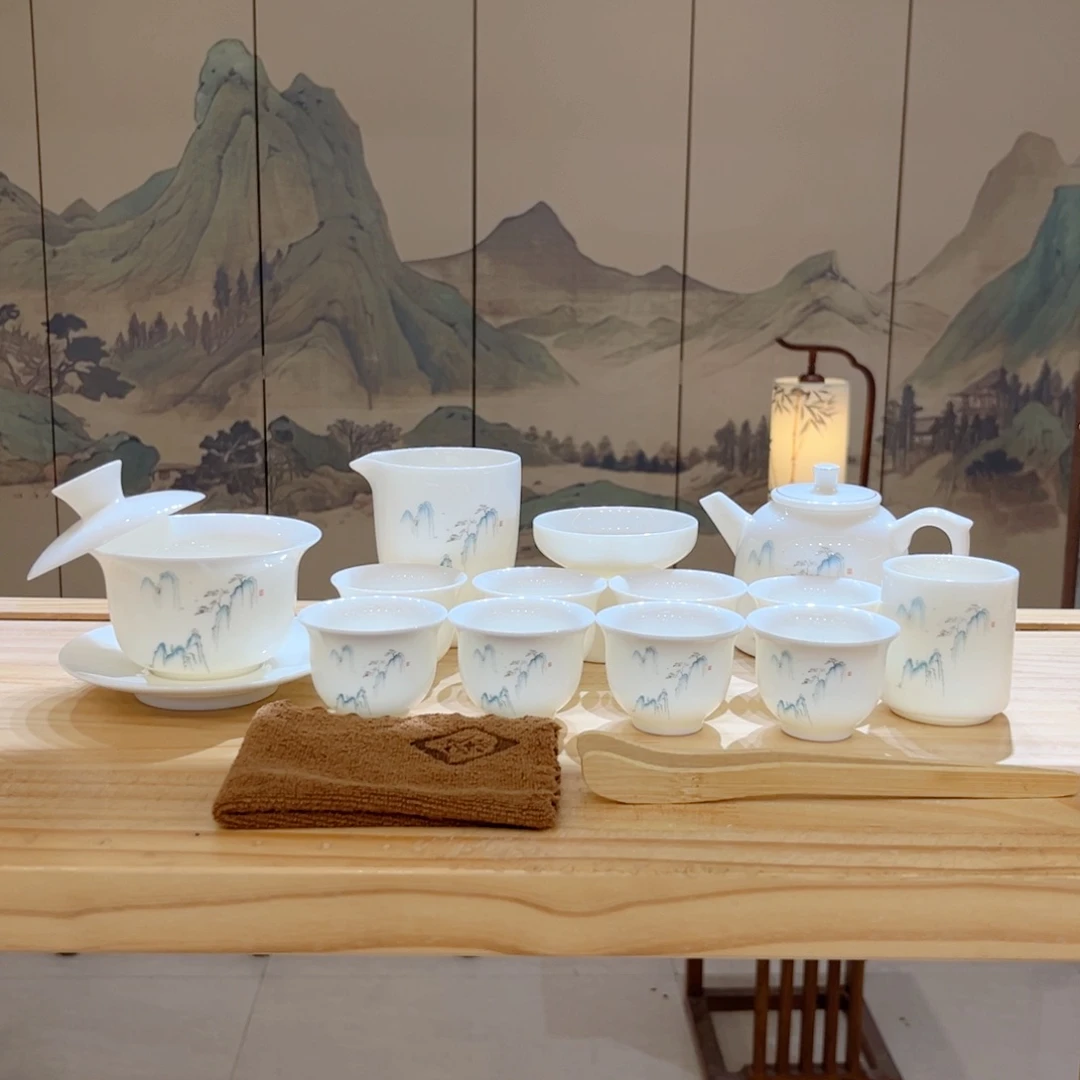 【都彩】高山流水羊脂玉瓷16头