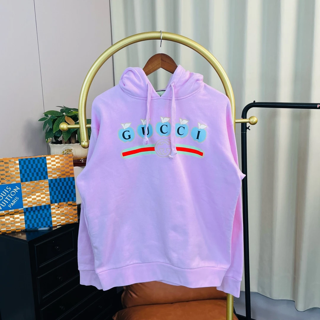 99新 GUCCI/古驰  粉色苹果腰带帽衫 xs码