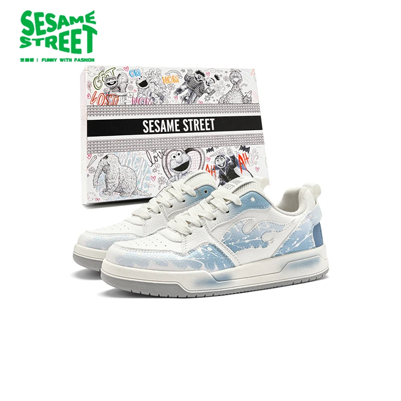 芝麻街男鞋青花瓷板鞋2025秋季新款泼墨潮流百搭低帮休闲运动鞋