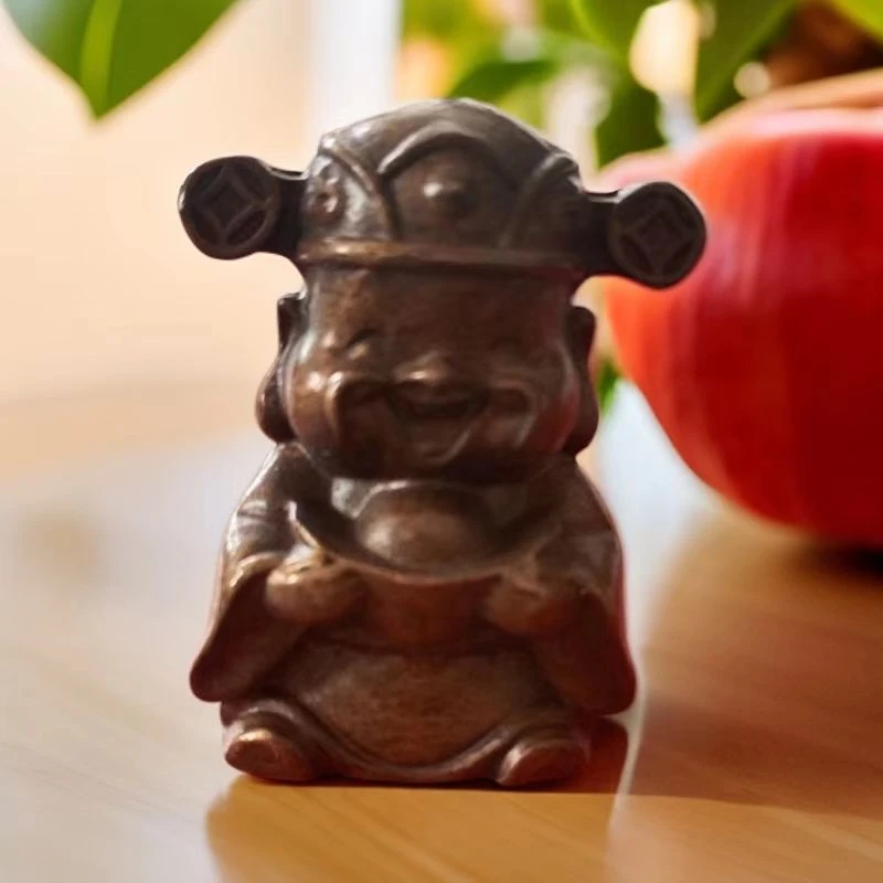 复古白铜小财神摆件 可用于家居装饰门店摆放