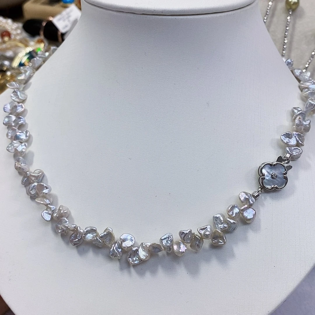 淡水珍珠特价不退换淡水设计款项链银S925镶嵌