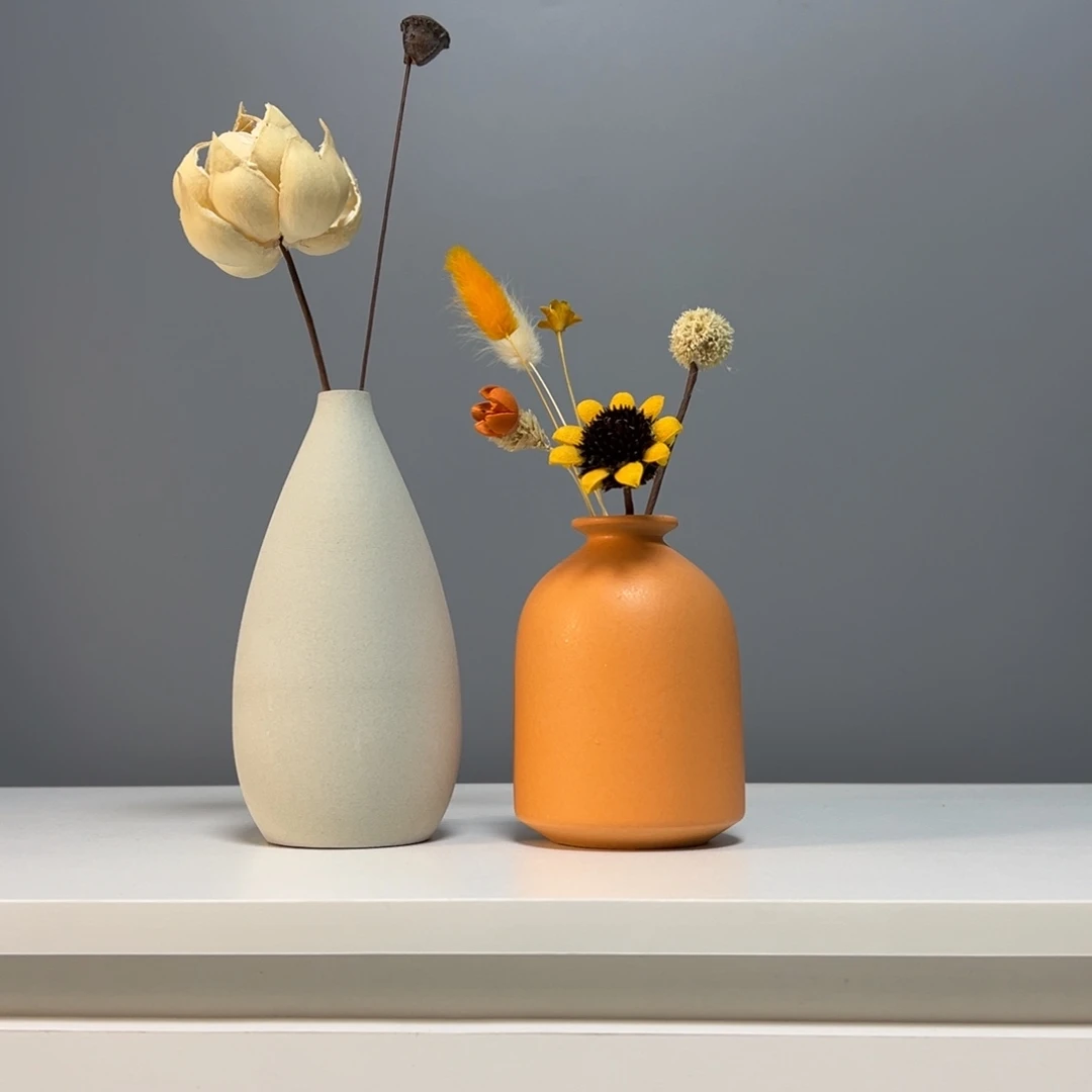 摆件景德镇手作陶瓷花瓶摆件无孔