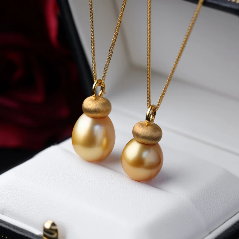 海水珍珠吊坠18K金南洋浓金11-13mm臻果多样性发一礼物不含链气质