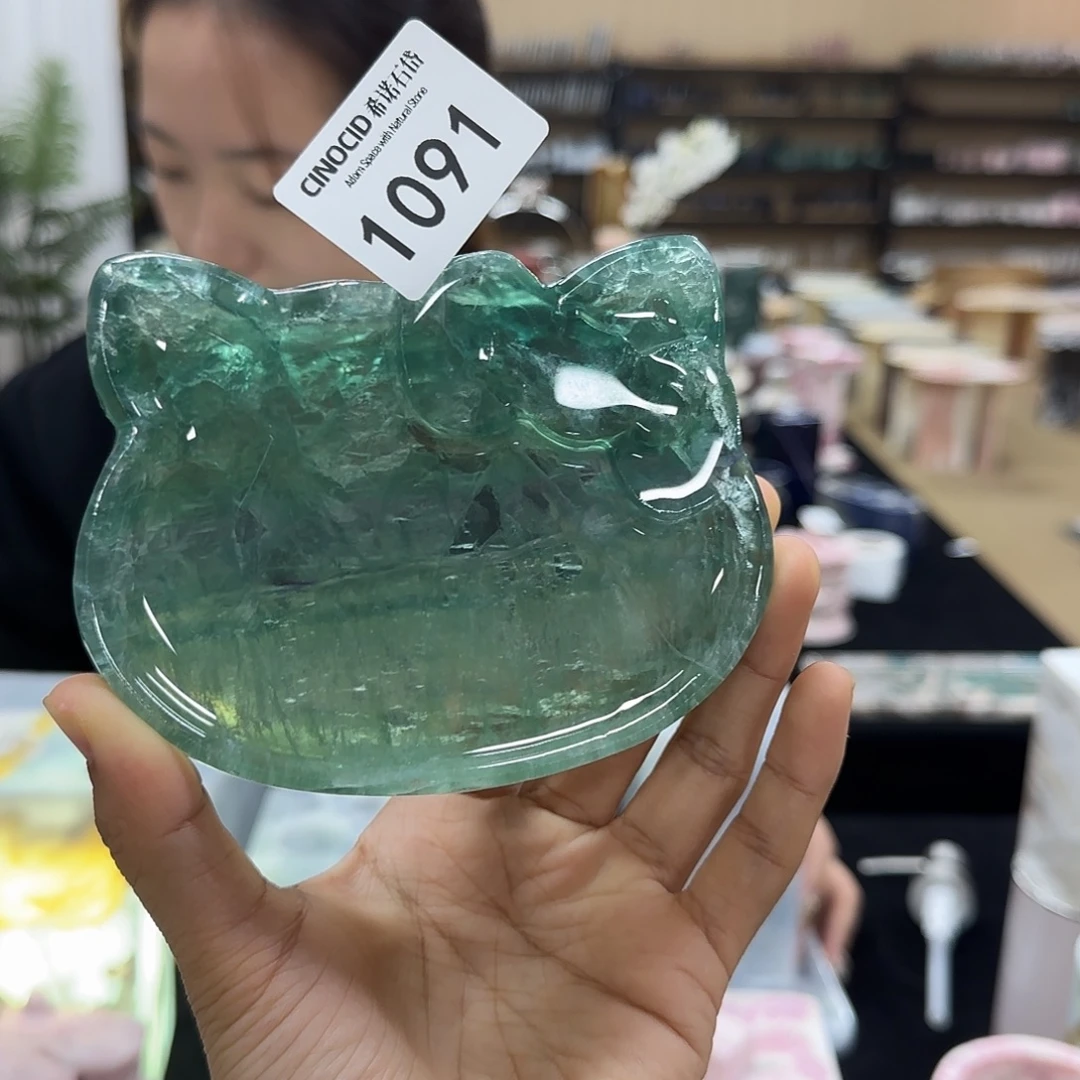 石材1091绿水晶小猫福利