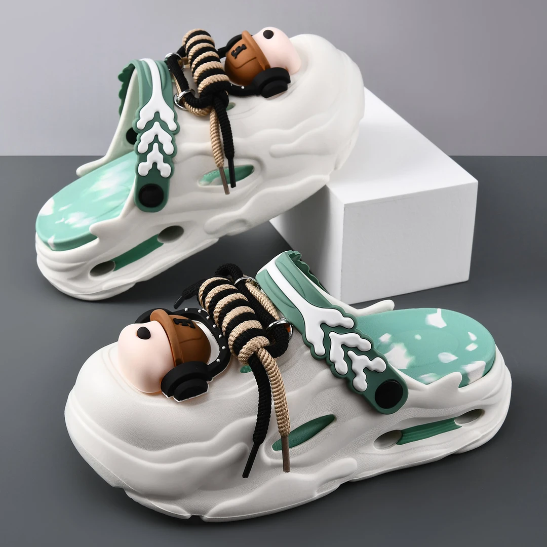 官方正品cross洞洞鞋男夏季潮流涉水鞋耳机厚底情侣防滑踩屎感