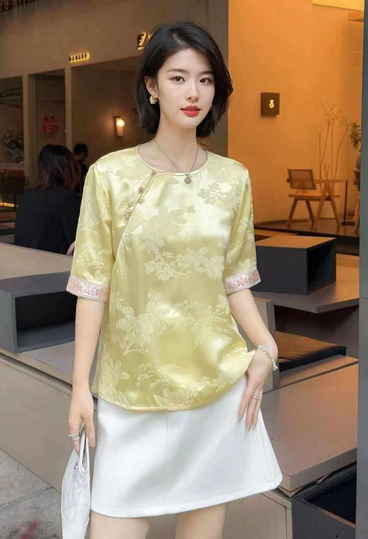 [金盏短袖】新款百搭冠乐绉短袖