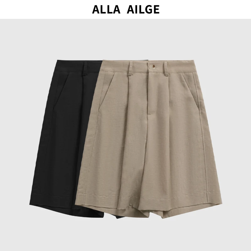 ALLA AILGE「时髦女编辑」天丝亚麻混纺百慕大短裤