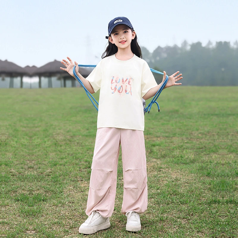 女童字母印花短袖+轻薄休闲裤25459