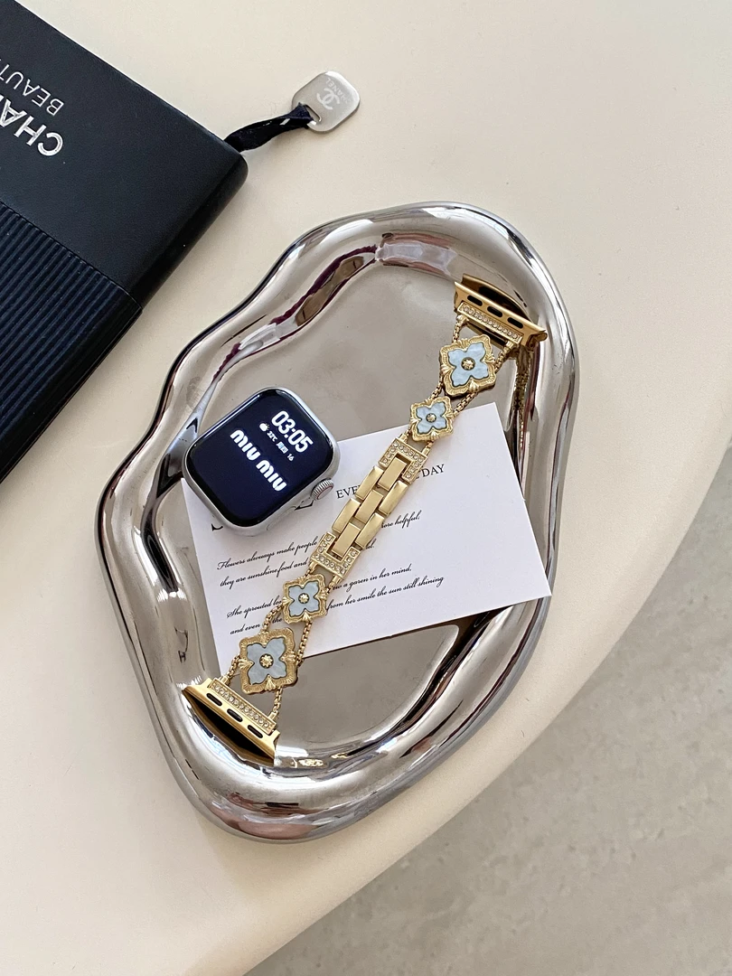 爆闪布契拉提钻石四叶草金属表带苹果手表表带applewatch iwatch