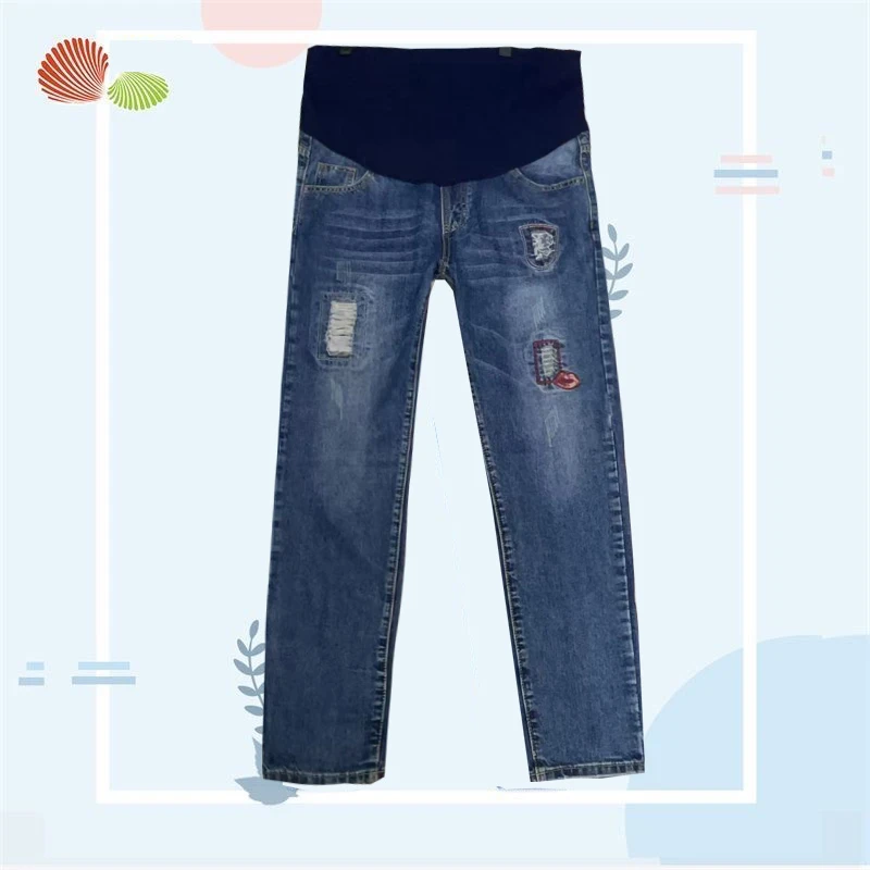 孕妇裤子春秋新款时尚外穿宽松老爹裤牛仔裤孕期休闲直筒打底裤装