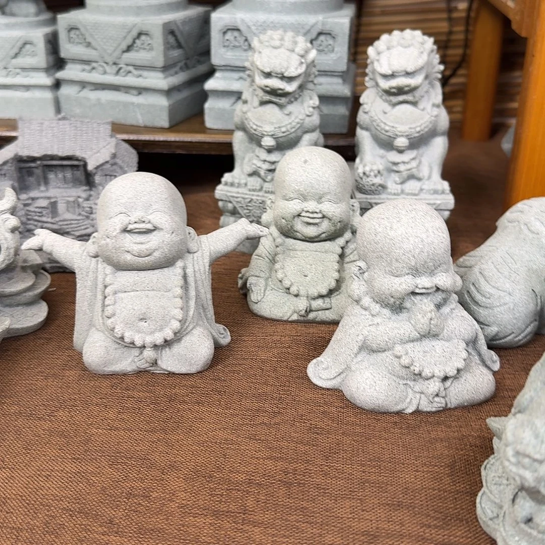 石材青砂石小孩弥勒佛三个一套