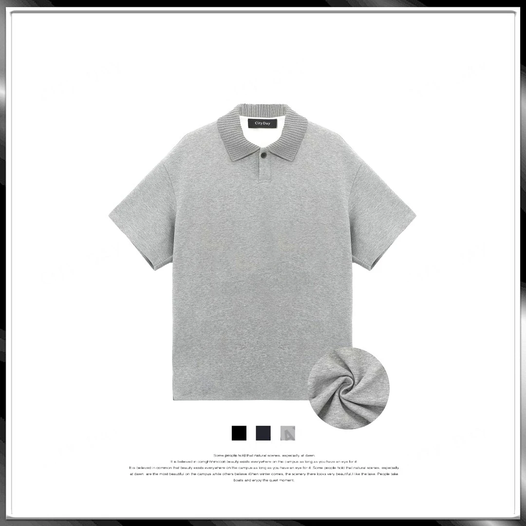 FS潮牌新款夏季仿醋酸云帛冰川肌理感老钱Polo衫 8335