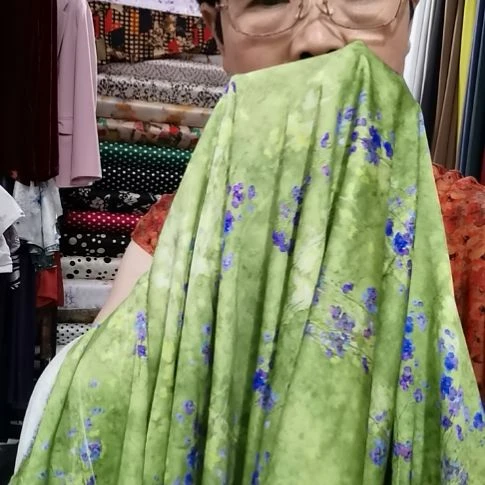 醋酸棉布料紫小花1.4米