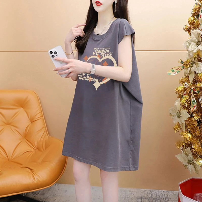 纯棉遮屁股大版宽松无袖背心女中长新爆款100-300斤胖MM夏季上衣