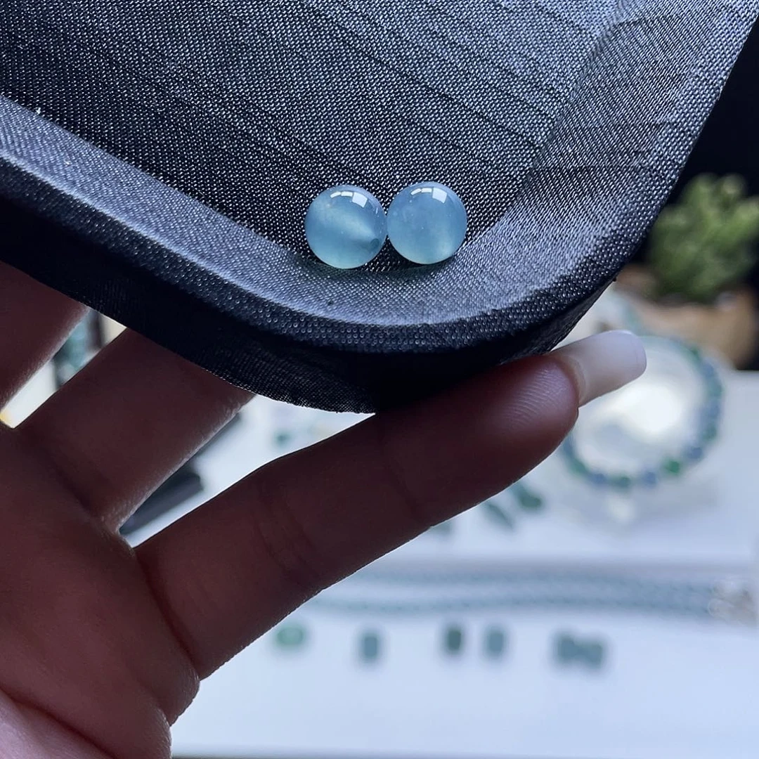 翡翠散珠7.8mm珠子两个