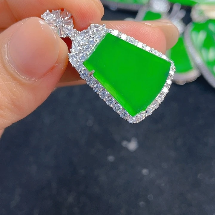 翡翠吊坠(不含链)银S925镶嵌