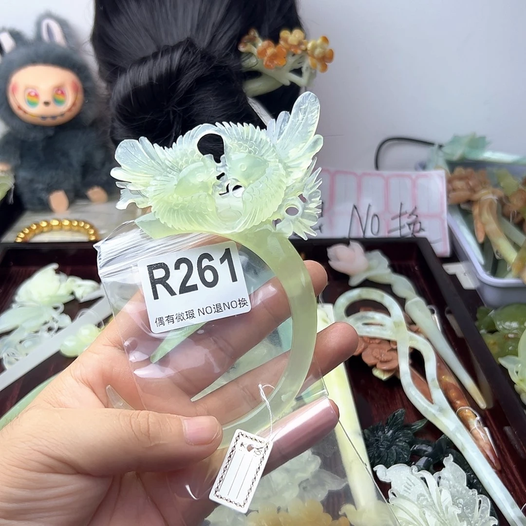 蛇纹石玉合金发饰槛***_
