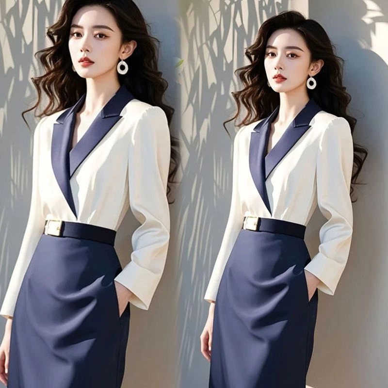 【店铺热销】单/套装 早秋穿搭套装女装盐系轻熟小香风西装上衣裙子